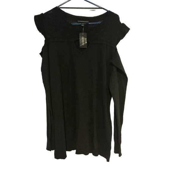 Lane Bryant Plus Size 14/16 Black Cold Shoulder Sweater - Picture 1 of 4